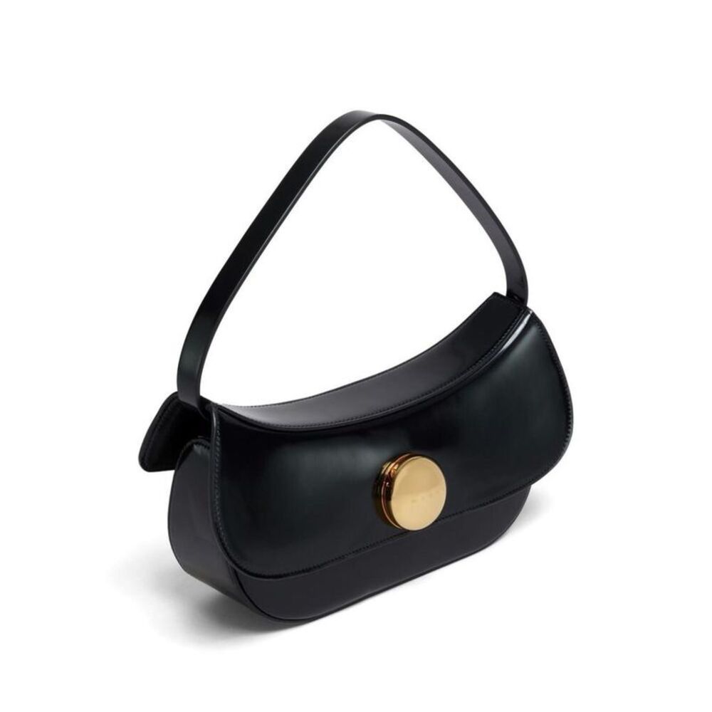 MARNI Smooth Leather Shoulder Bag with Gold Clasp Women BLACK Pouches - Picture 5 of 5